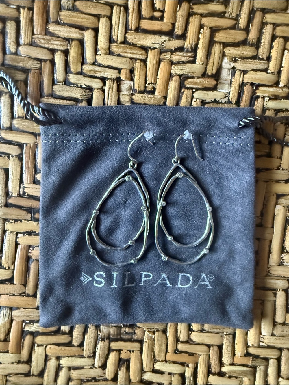 Silpada Silver Layered Teardrop Hoop Earrings
